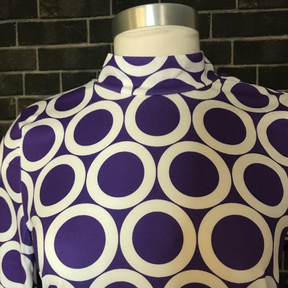 Mock Neck Slit Back Polka Dot Dress - Picture 3 of 12